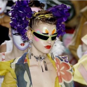 Christian Dior Bandage 1 Vintage Y2K Wrap Sunglasses Green Neon Yellow Tones